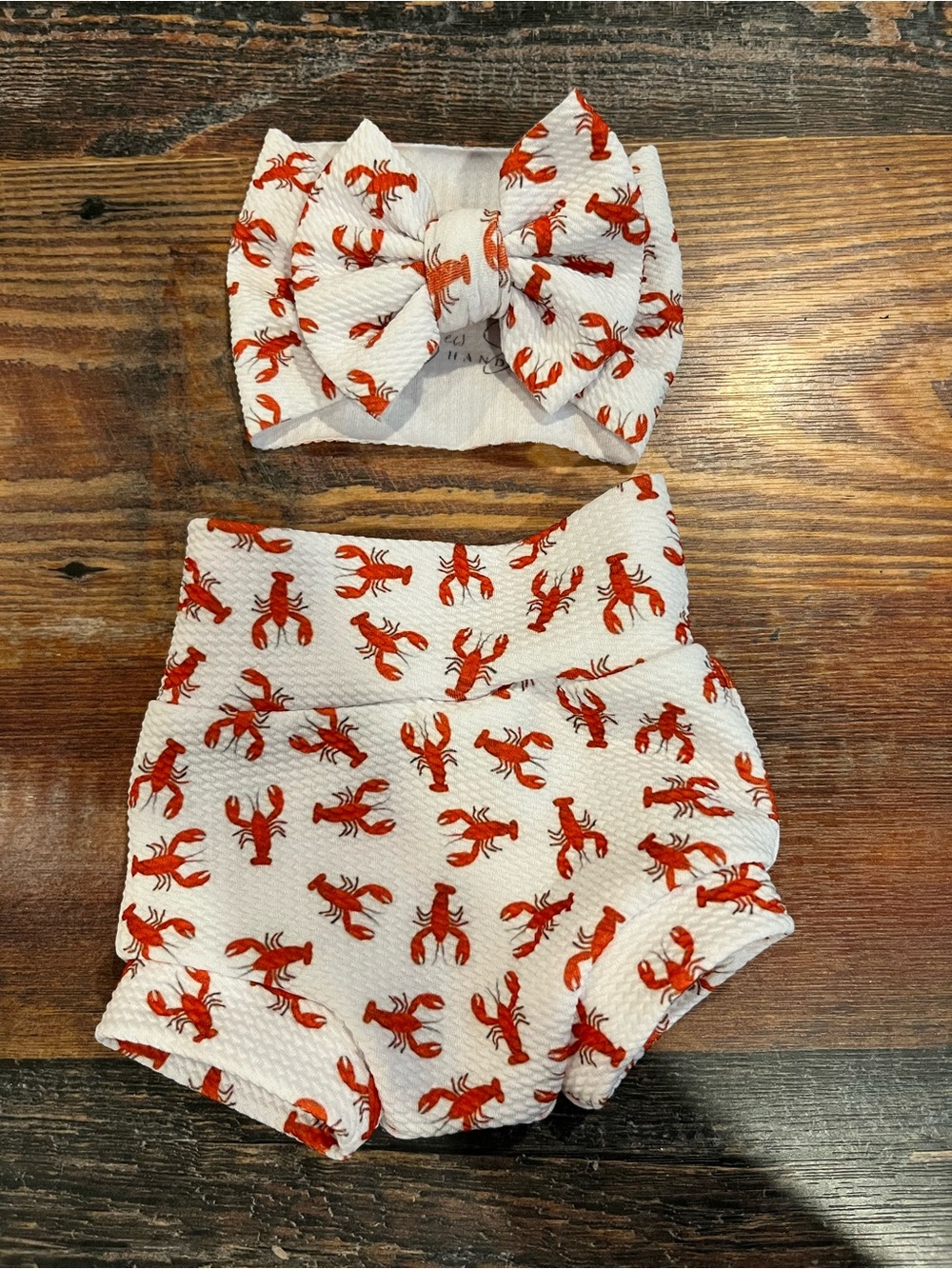 Sew Southern Handmade NB Crawfish Bummies & Bow Headband Set